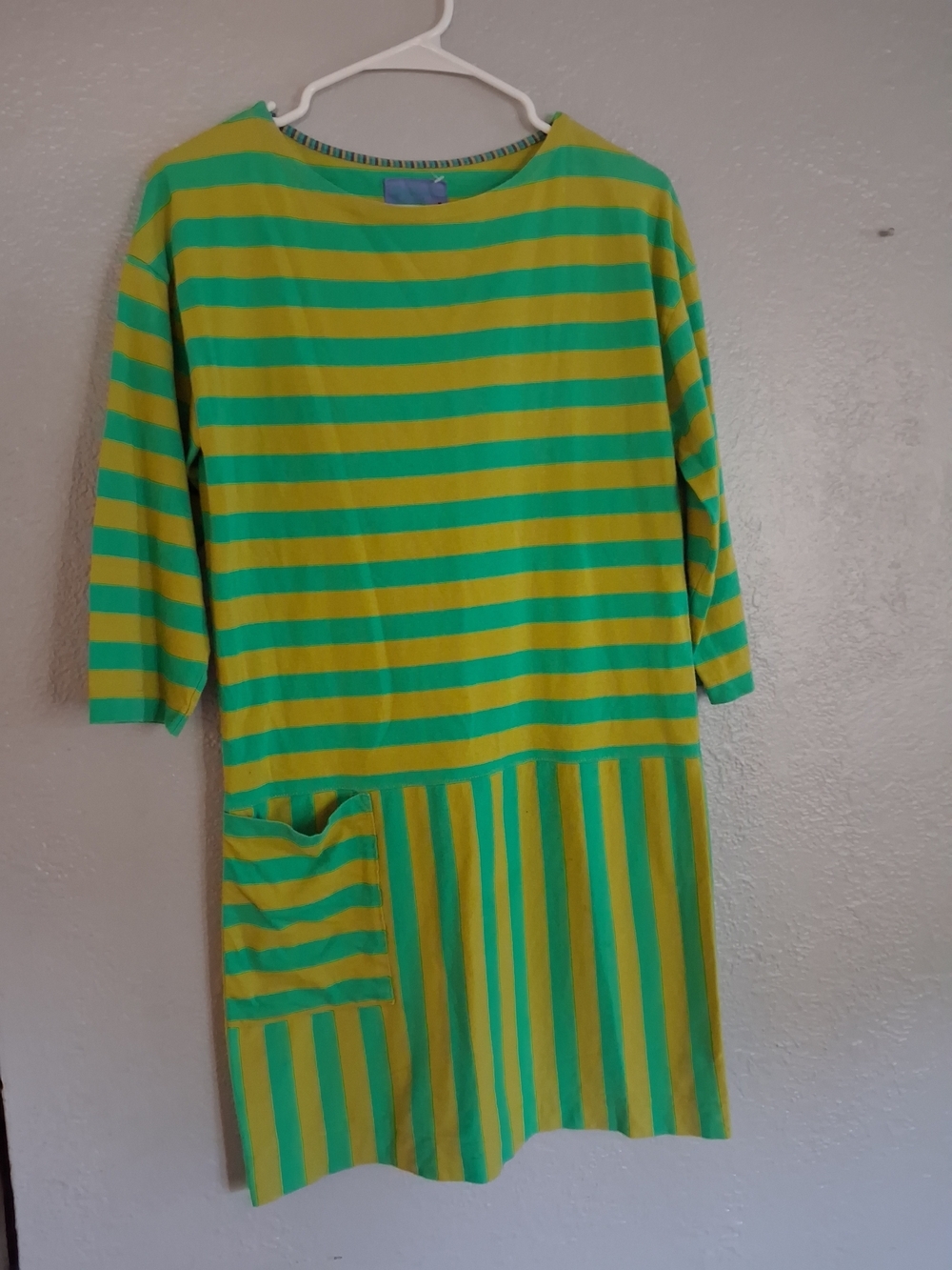 Gudrun Sjoden Striped Green Organic Cotton Dress Size: XS